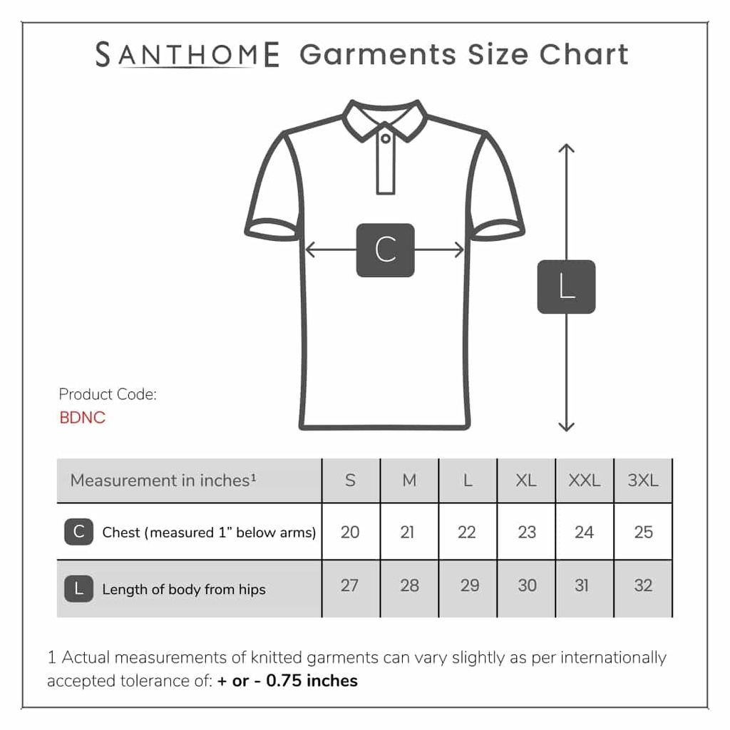 Bdnc Santhome Polo Shirt With Uv Protection Size Chart