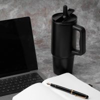 Bern 2.0 Hans Larsen Recycled Stainless Steel Tumbler With Straw Lid Black