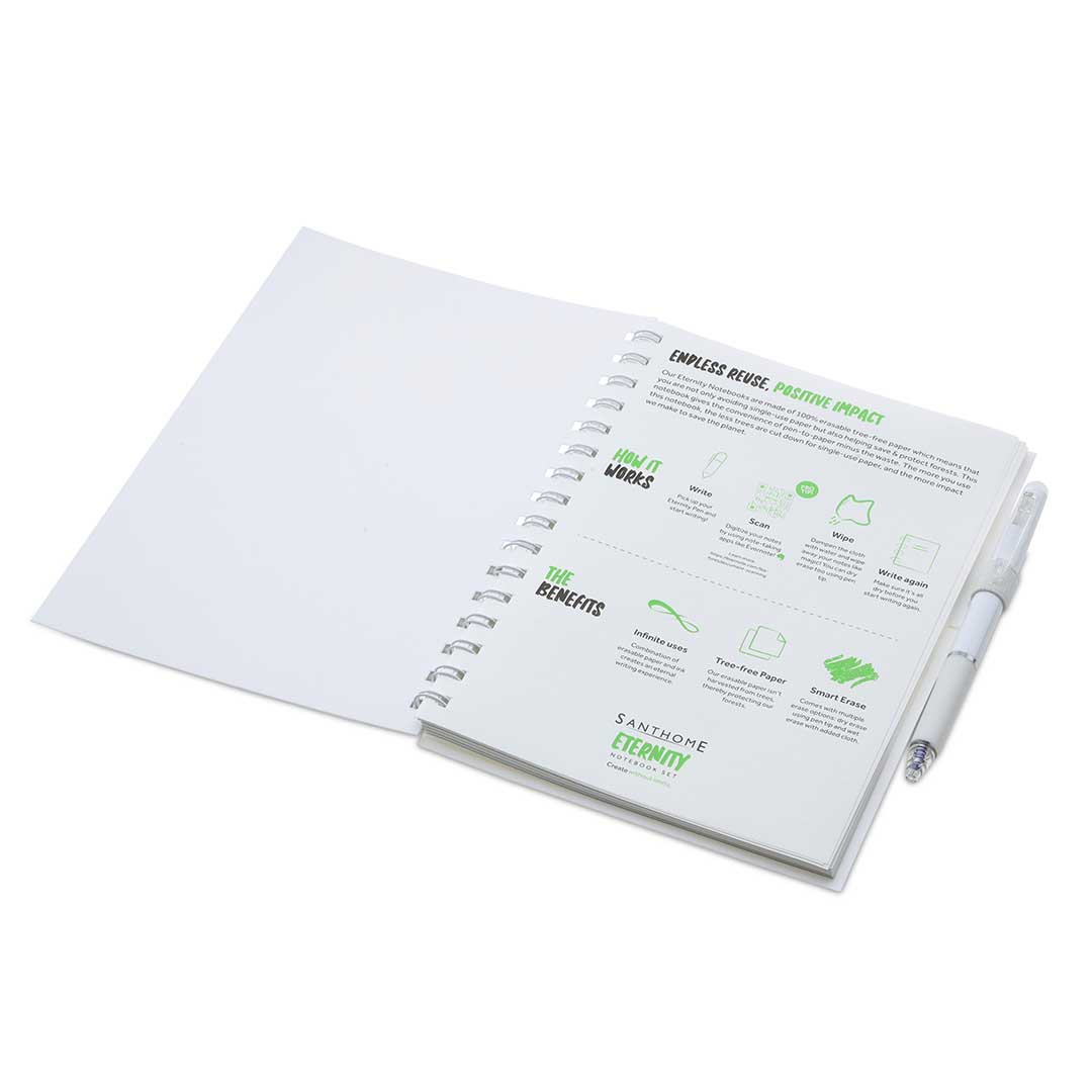 Santhome® Eternity The Reusable Notebook & Pen Set White 1